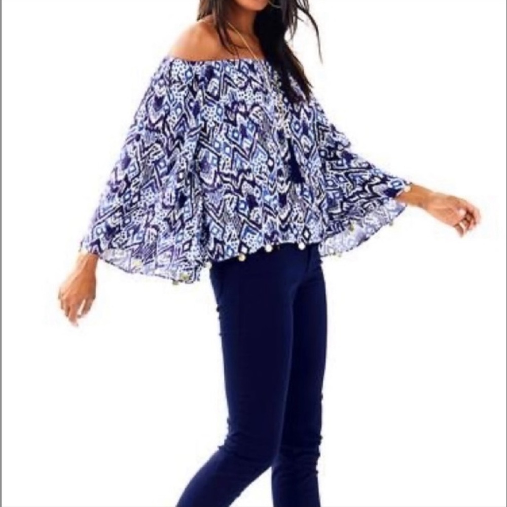 Lilly Pulitzer Delaney Blue Abstract long sleeve top size L